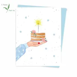 Hobeika Art Carte de souhaits - Ensemencée - Gâteau de fête