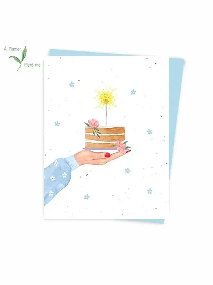 Hobeika Art Carte de souhaits - Ensemencée - Gâteau de fête