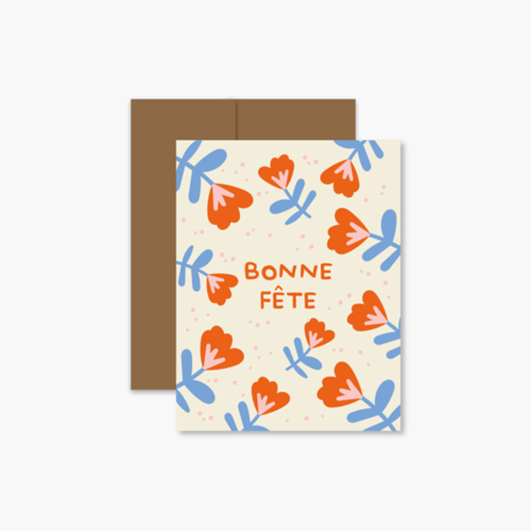 Boucle et Papier Carte de souhaits - Bonne fête - Fleurs