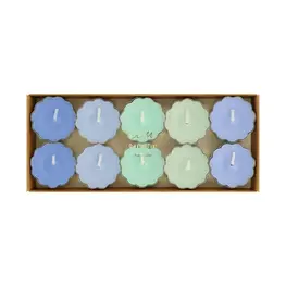 Meri Meri Ensemble de 10 bougies - Ton de bleu