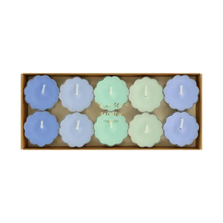 Meri Meri Ensemble de 10 bougies - Ton de bleu