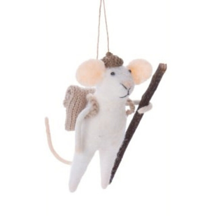 Silver Tree Ornement - Souris voyageuse - Bâton de marche