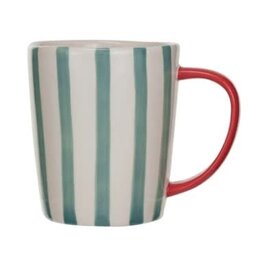 Creative Coop Tasse 14oz - Grès peint - Bandes bleues