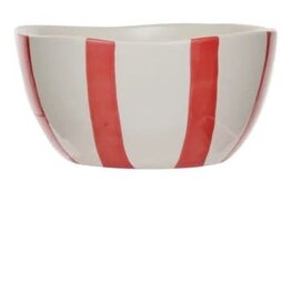 Creative Coop Bol - Grès - Bandes rouges