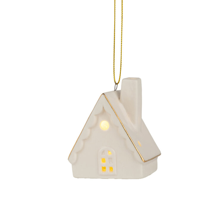 Silver Tree Ornement - Maison en céramique - Dentelle