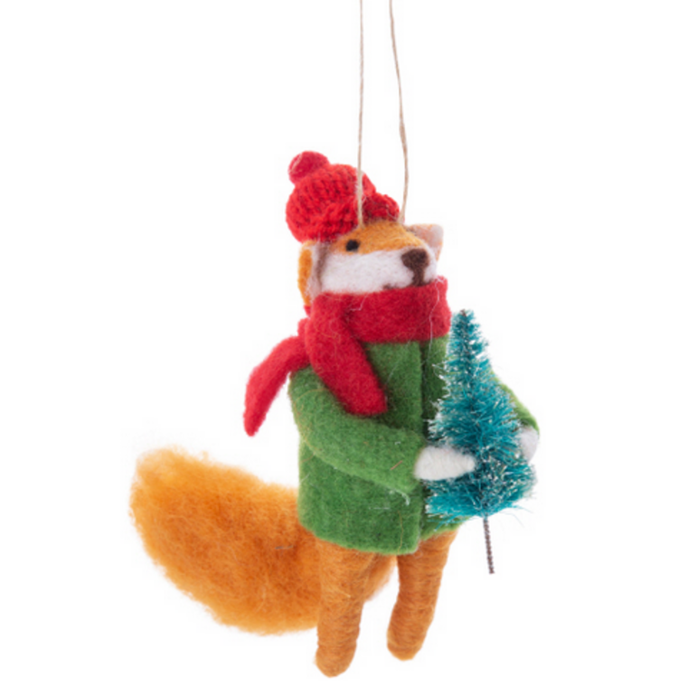 Silver Tree Ornement - Renard et sapin