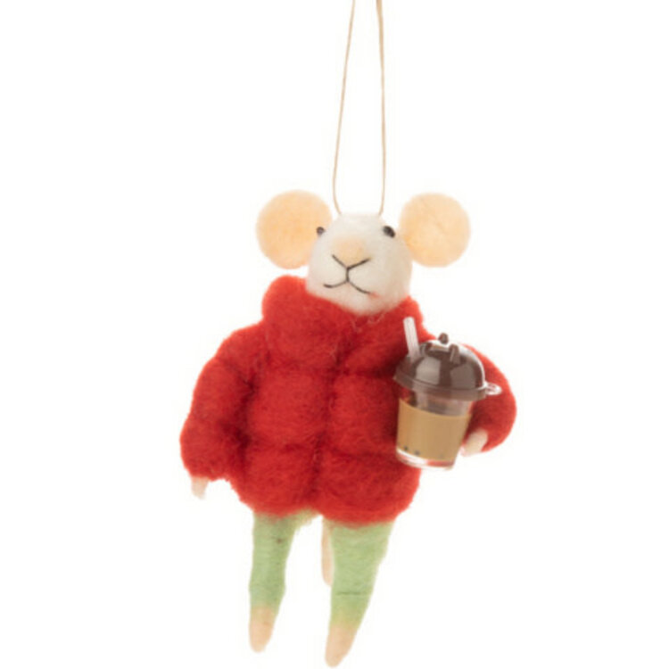 Silver Tree Ornement - Souris et brevage - Bubble Tea