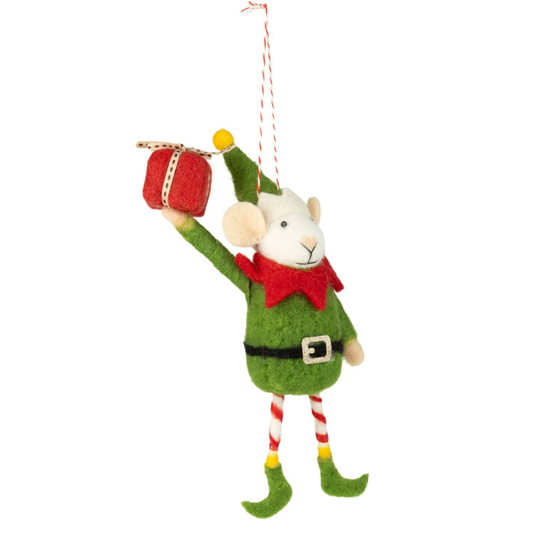 Silver Tree Ornement - Souris lutin - Cadeau