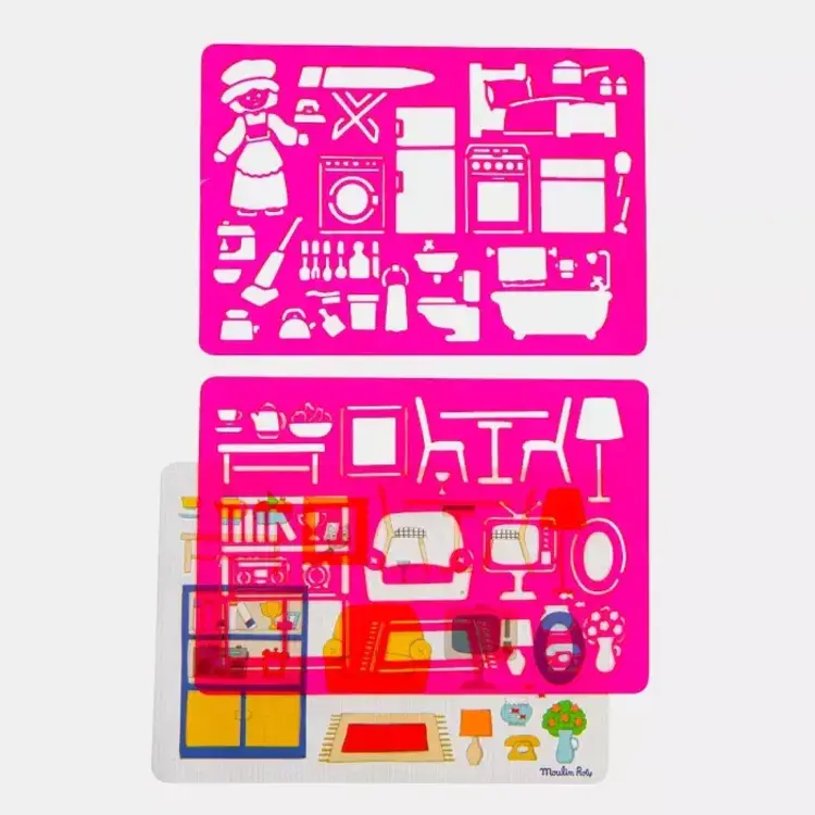 Moulin Roty Set de pochoirs - Dans la maison