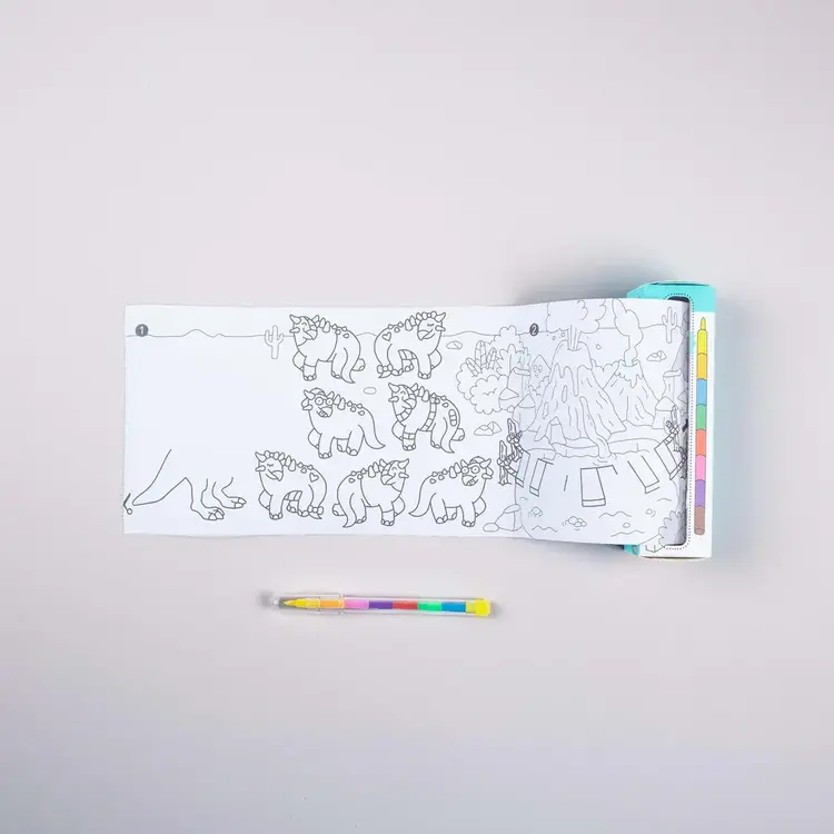 OMY Mini rouleau de jeux et coloriage - Dinos
