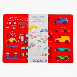 Moulin Roty Set de pochoirs - Les véhicules