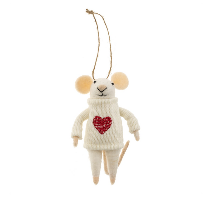 Indaba Ornement - Souris - Coeur content