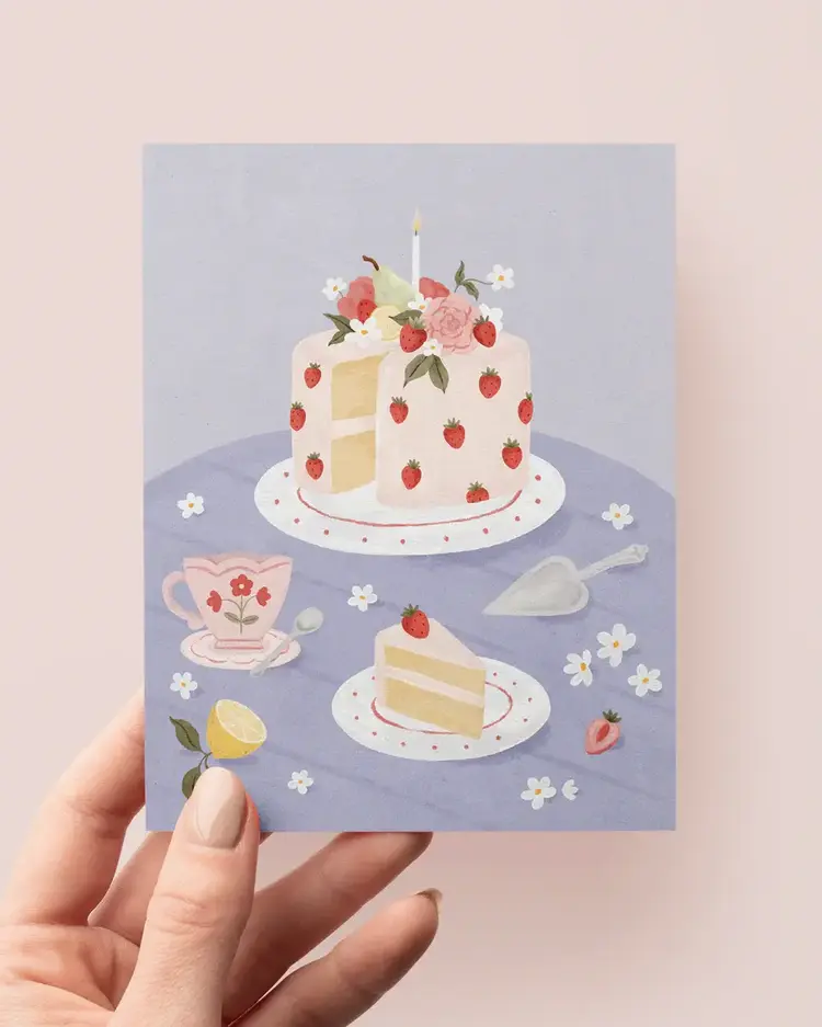 Marie-Lise Carte de souhaits - Gâteau aux fraises