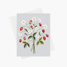 Marie-Lise Carte de souhaits - Bouquet de fraises - Bleu