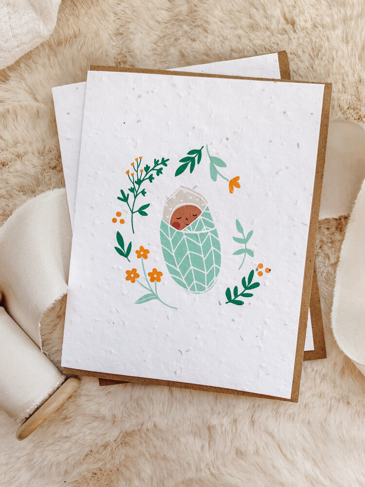 Mimosa Design Carte de souhaits  - Ensemencée - Petit cocon