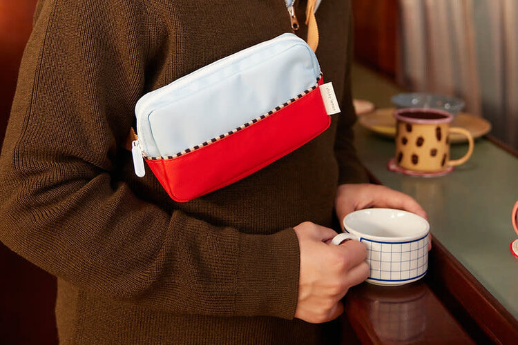 Sticky lemon Sac banane - Color block - Bonnet rouge + Bleu Zissou