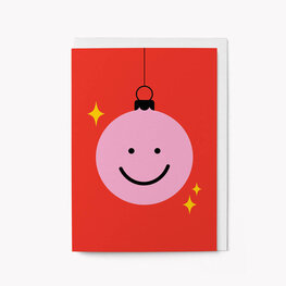 Graphic Factory Carte de souhaits - Boule de Noël souriante