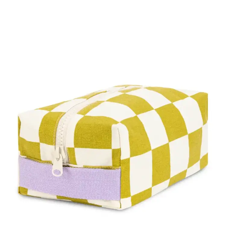 Fluf Pochette de voyage - Échiquier blanc et vert