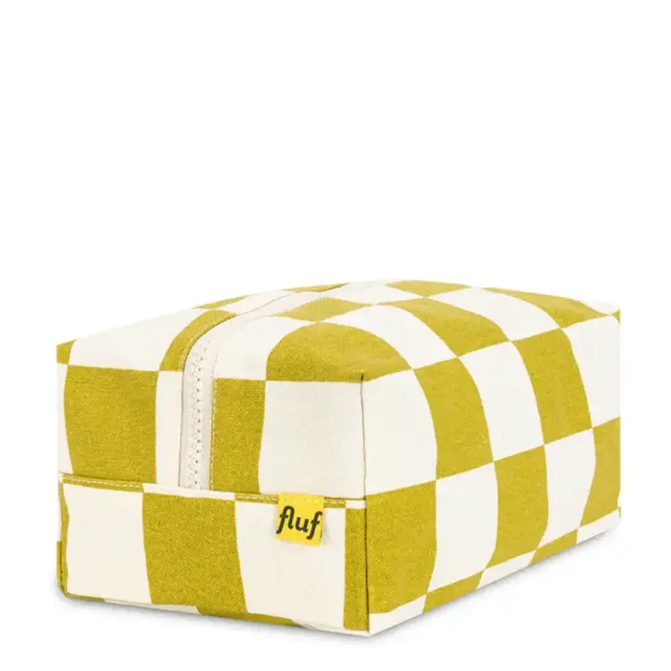 Fluf Pochette de voyage - Échiquier blanc et vert