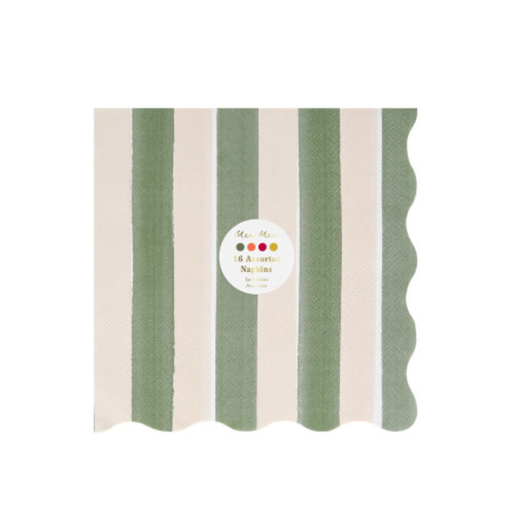 Meri Meri Grandes serviettes de table - Rayures d’automne