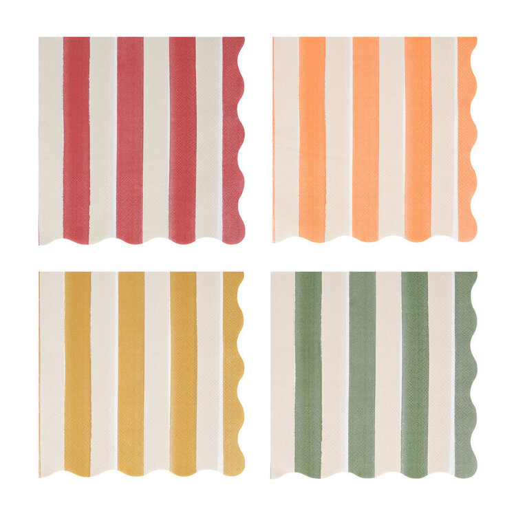 Meri Meri Grandes serviettes de table - Rayures d’automne