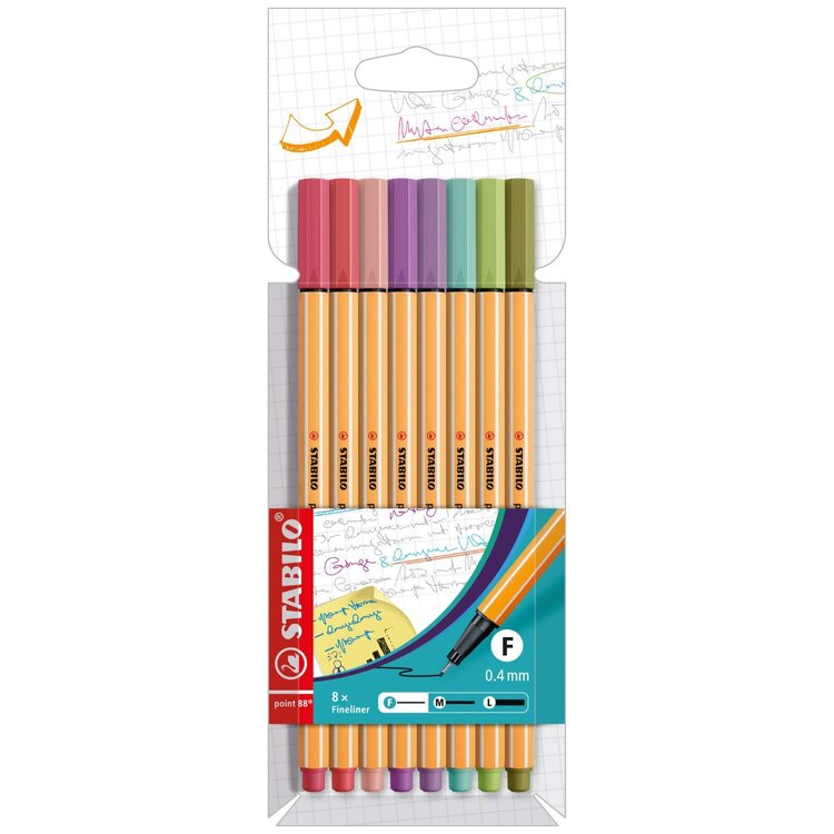 Stabilo Stylo feutre - Pointe fine - 8 pcs - Multicolore
