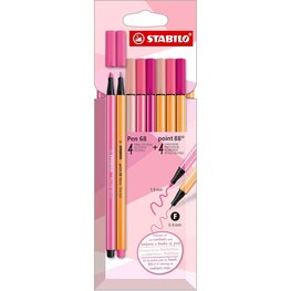 Stabilo Stylo feutre - Pointe fine - 8 pcs - Roses