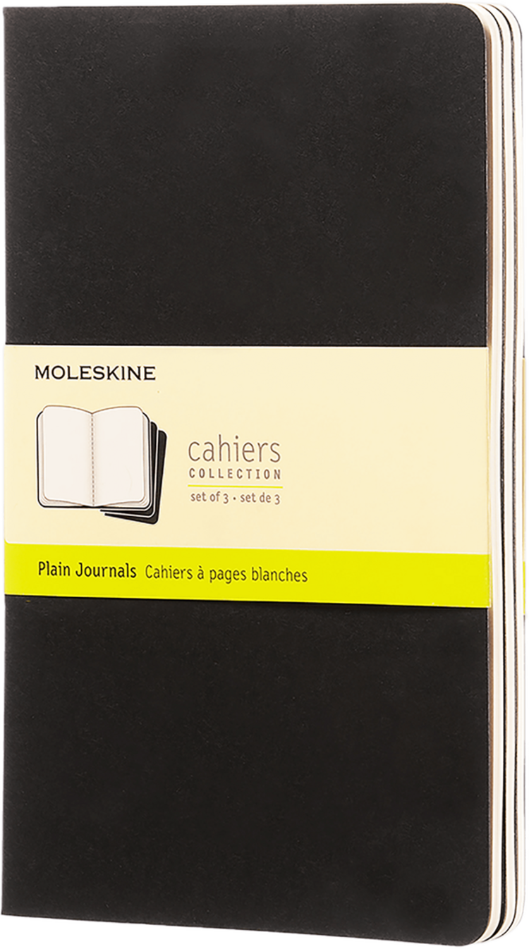 Moleskine Cahier Journal (X3) - Noir - Page blanche - Large