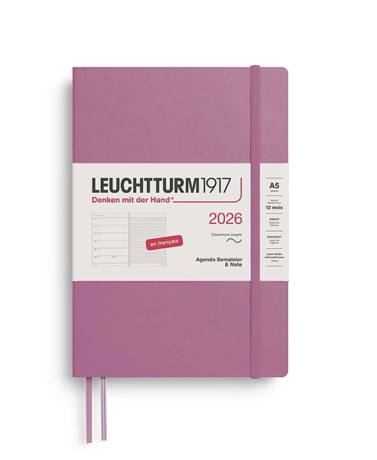 Leuchtturm Planificateur quotidien 2026 (A5) - Vieux rose