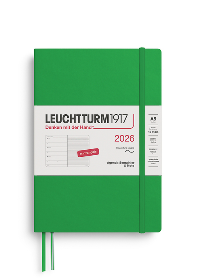 Leuchtturm Planificateur quotidien 2026 (A5) - Vert printemps