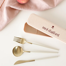 Moi d'abord Ensemble ustensiles pour le lunch - Crème