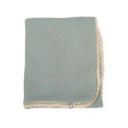 Baluchon Mousseline avec dentelle - Vintage - Sauge