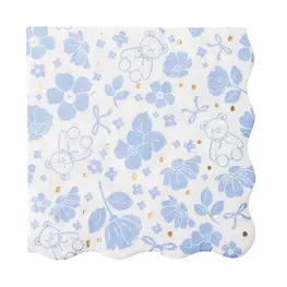 Bonjour Fête Grande serviette de table - Henri l'ours bleu