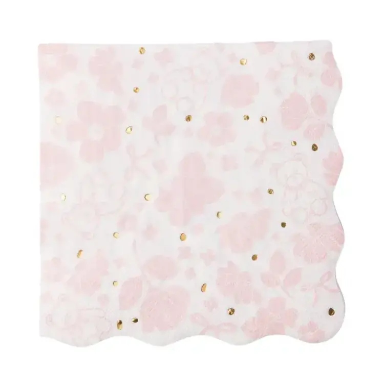 Bonjour Fête Grande serviette de table - Emma l'ours rose