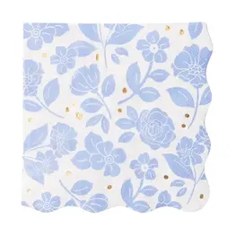 Bonjour Fête Serviette de table - Élégante fleural bleue