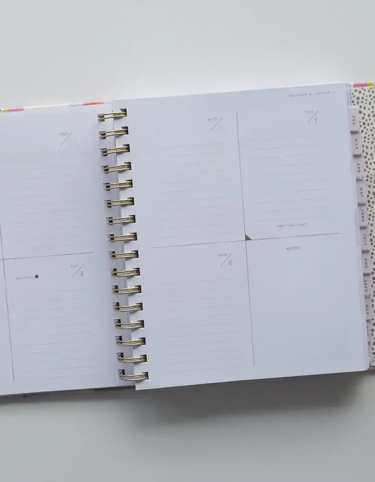 Idlewild Co. Agenda rigide 2026 - Motif à carreaux floraux