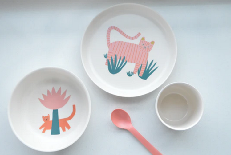 Ekobo Ensemble assiette illustrée - Tigre