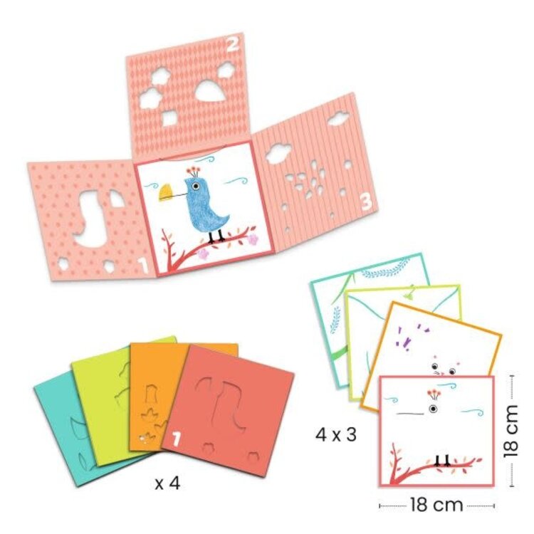 Djeco 3 pochoirs pour une image