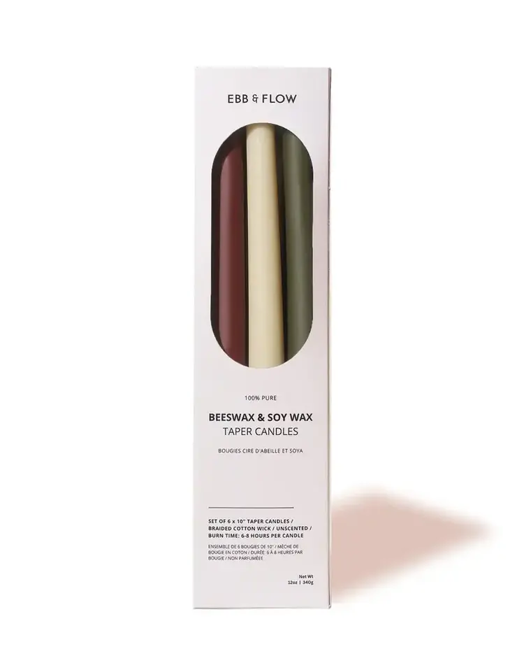 Ebb & Flow Coffret de bougies en cire d'abeille et soja - Bourgogne, vert forêt et crème