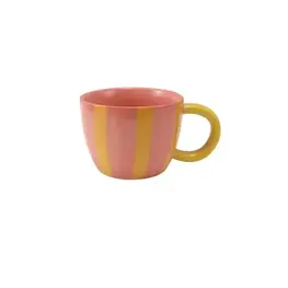 Creative Coop Tasse - Rose avec rayures jaunes