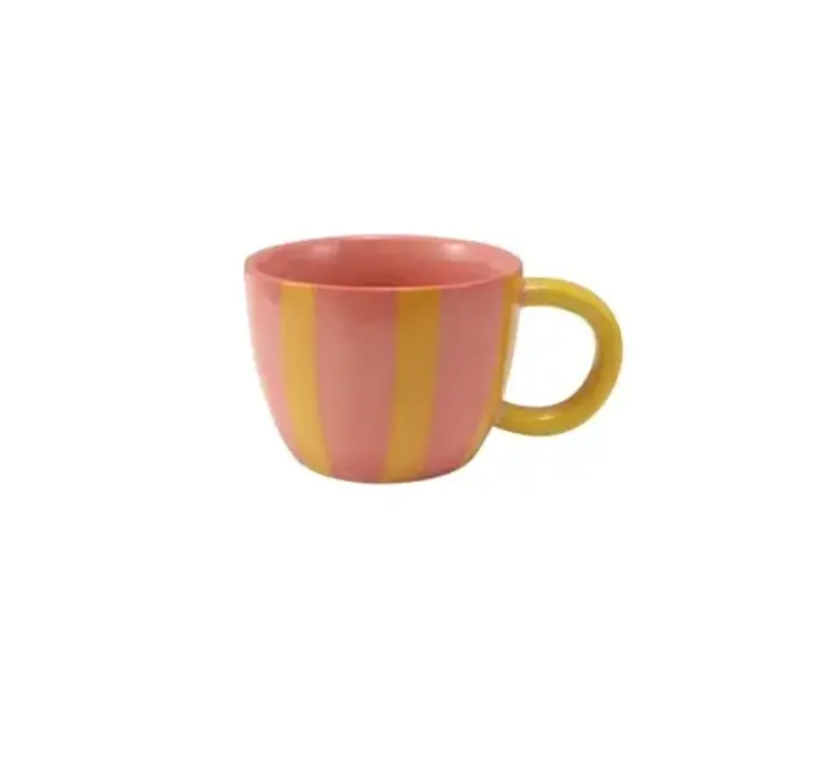 Creative Coop Tasse - Rose avec rayures jaunes