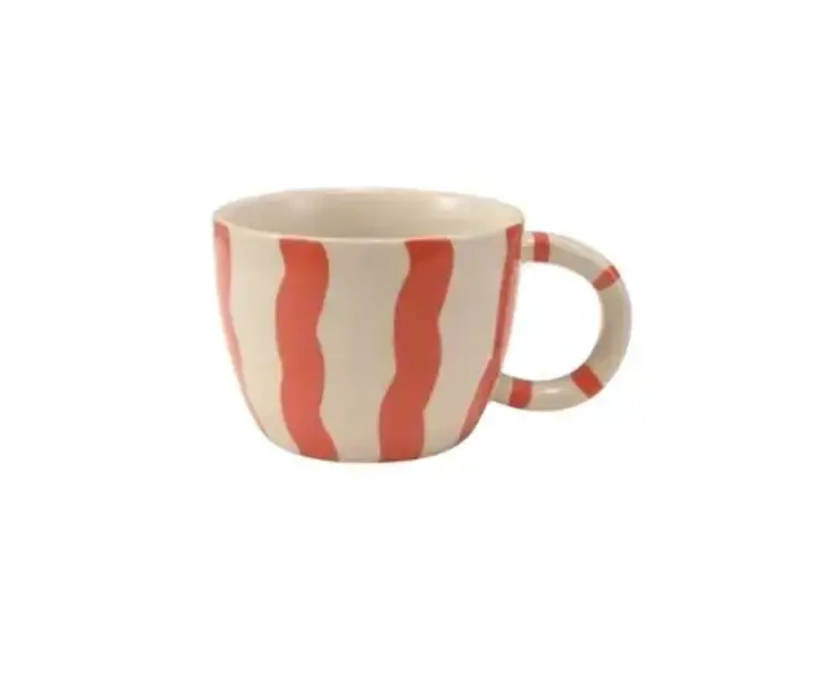 Creative Coop Tasse - Rayures rouges
