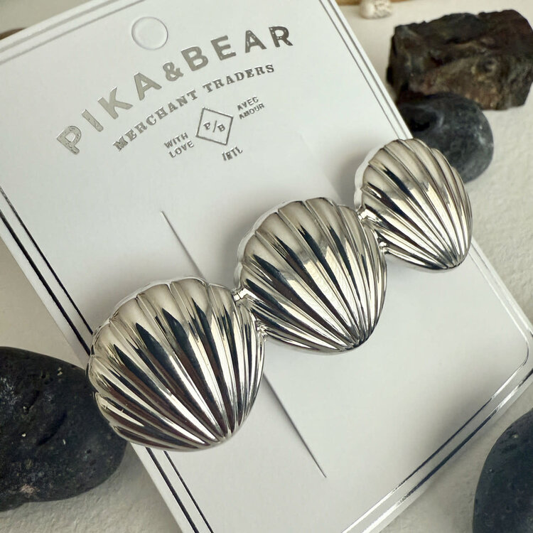 Pika & Bear Barrette coquillage - Orinoco - Argent