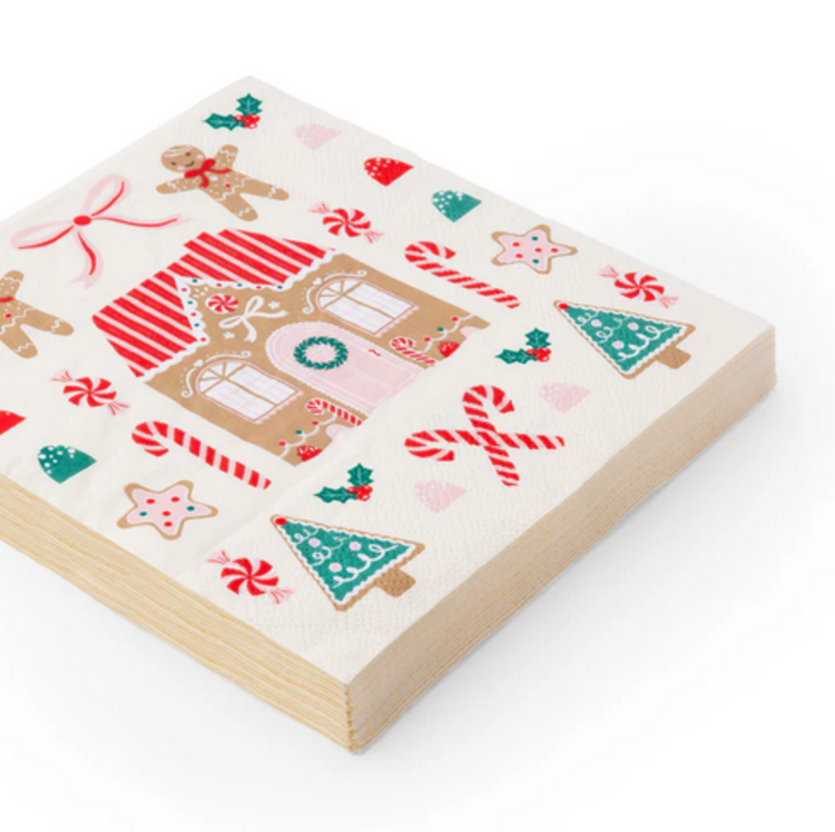 Bonjour Fête Grandes serviettes de table - Maison pain d'épices