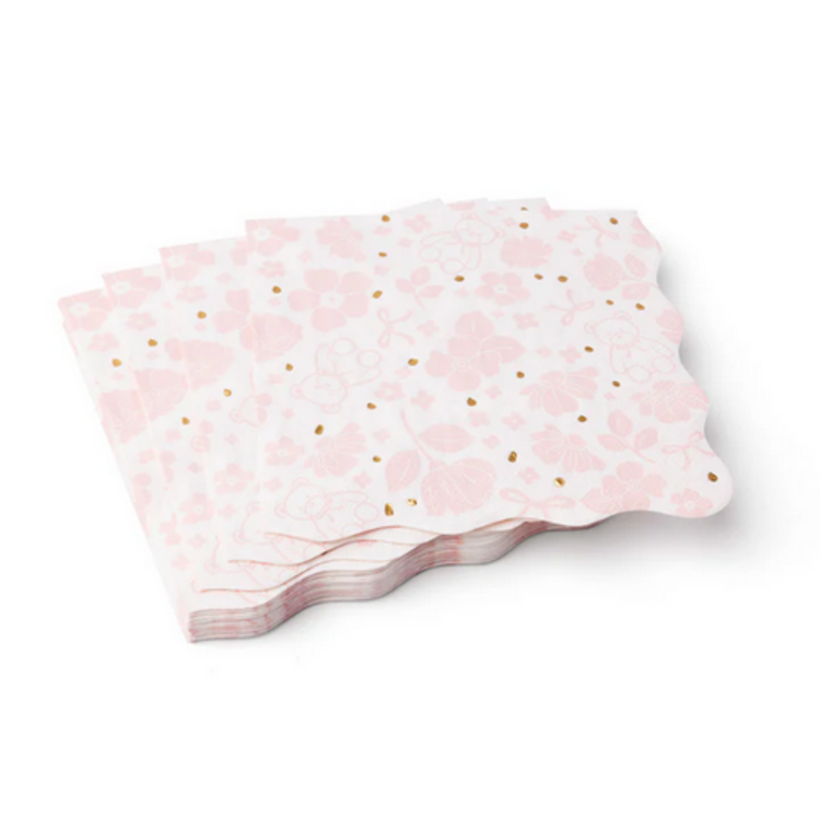 Bonjour Fête Grande serviette de table - Emma l'ours rose