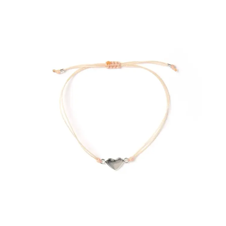 Si simple Bracelet - Heart - Argent - Naturel