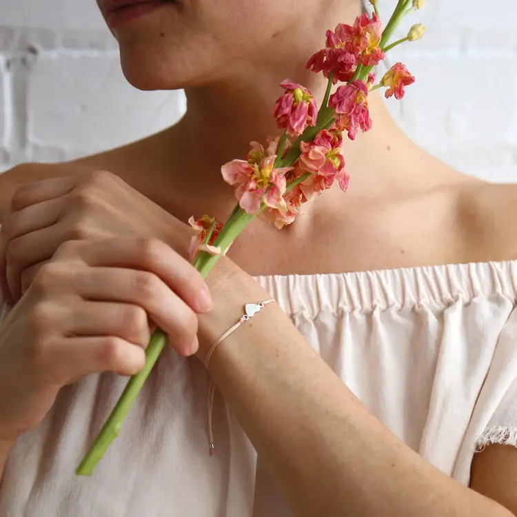 Si simple Bracelet - Heart - Argent - Naturel