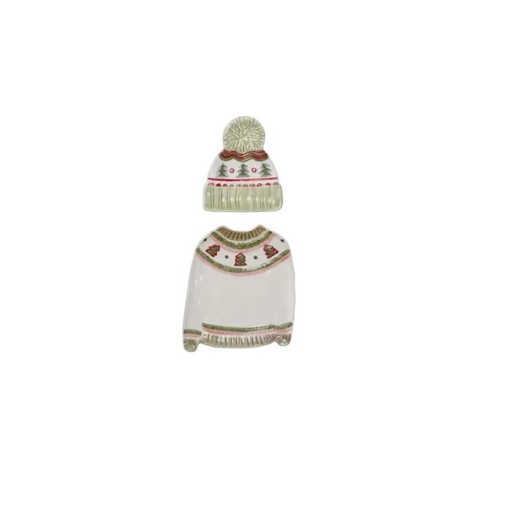 Creative Coop Assiette - Pull avec tuque - Vert