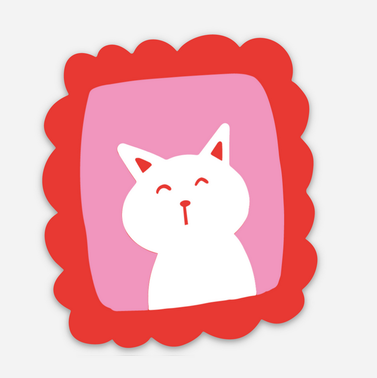 Boucle et Papier Autocollant - Timbre Chat