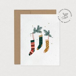 Mimosa Design Carte de souhaits  - Ensemencée - Bas de Noël